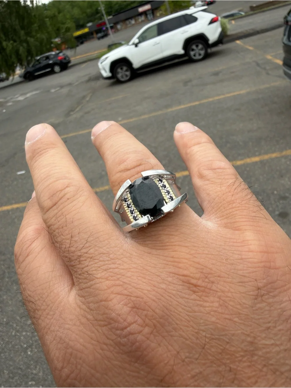 Michael Valitutti Men Ring 925 Sterling Silver Natural Bi-Color Teal Sapphire 12